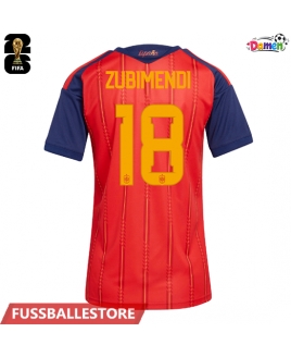 Günstige Spanien Martin Zubimendi #18 Heimtrikot Damen WM 2026 Kurzarm